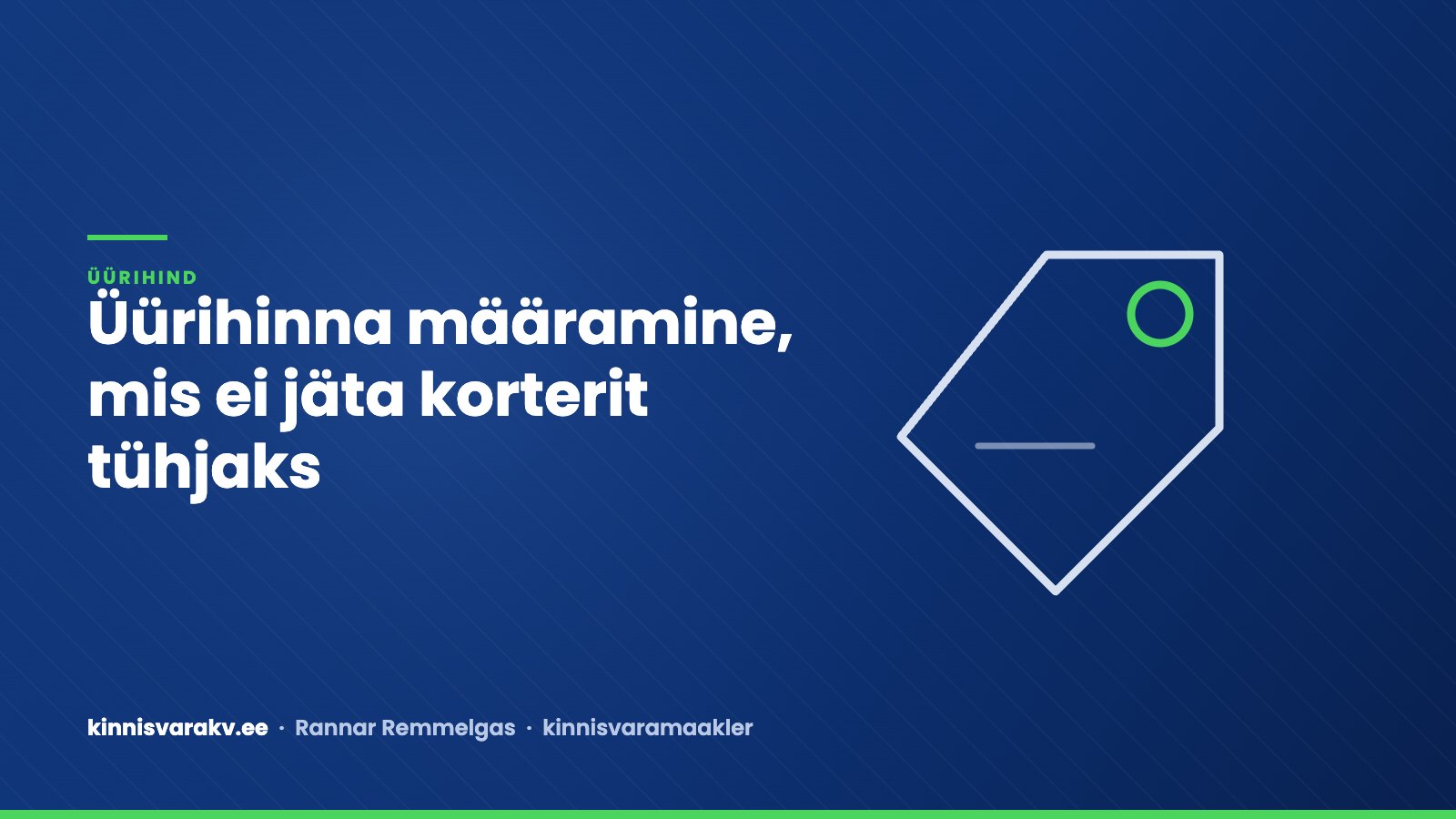 Sinine kaanepilt hinnasildi sümboliga ja tekstiga „Üürihinna määramine, mis ei jäta korterit tühjaks“
